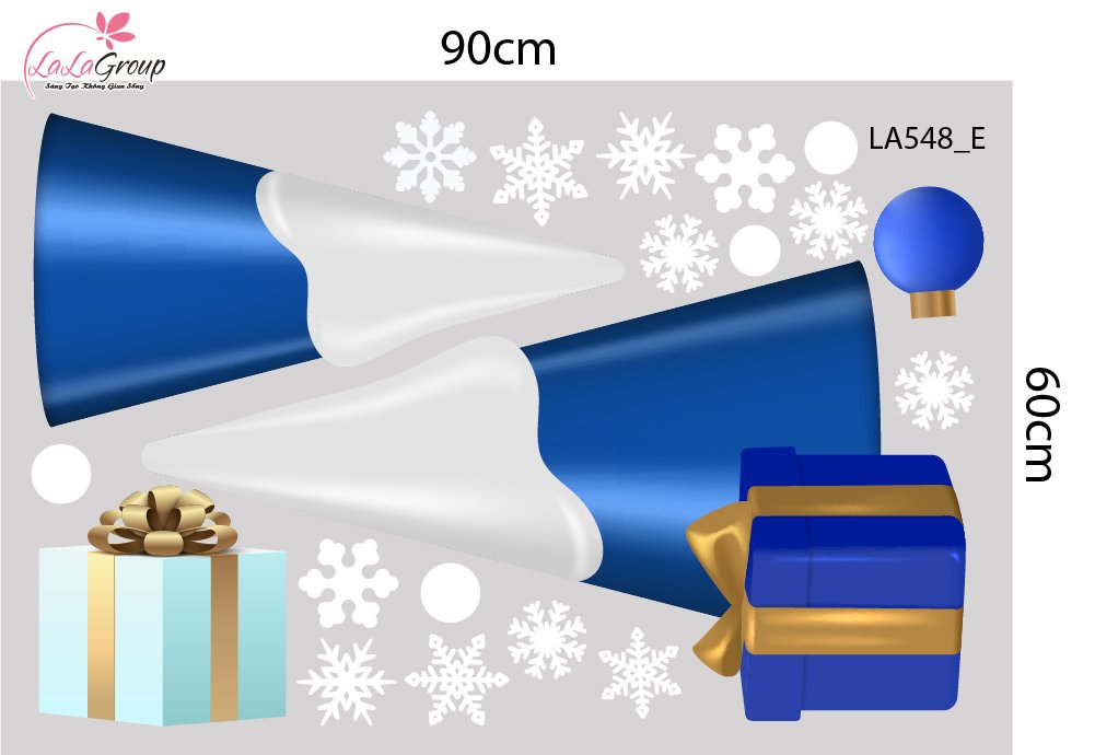 Combo Decal Trang Tr&iacute; Noel Người Tuyết V&agrave; C&acirc;y Th&ocirc;ng Xanh Dương