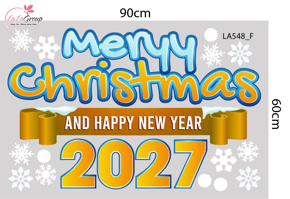 Combo Decal Trang Tr&iacute; Noel Người Tuyết V&agrave; C&acirc;y Th&ocirc;ng Xanh Dương