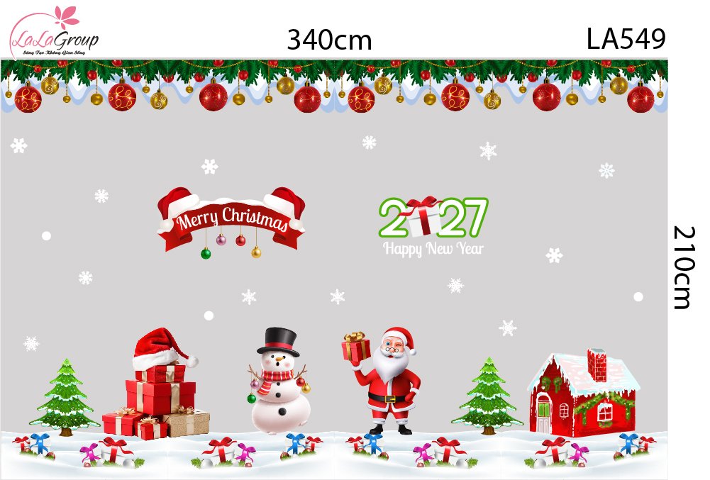 Combo Decal Trang Tr&iacute; Noel &Ocirc;ng Gi&agrave; Noel Người Tuyết V&agrave; Ng&ocirc;i Nh&agrave; Tuyết Xinh Xắn