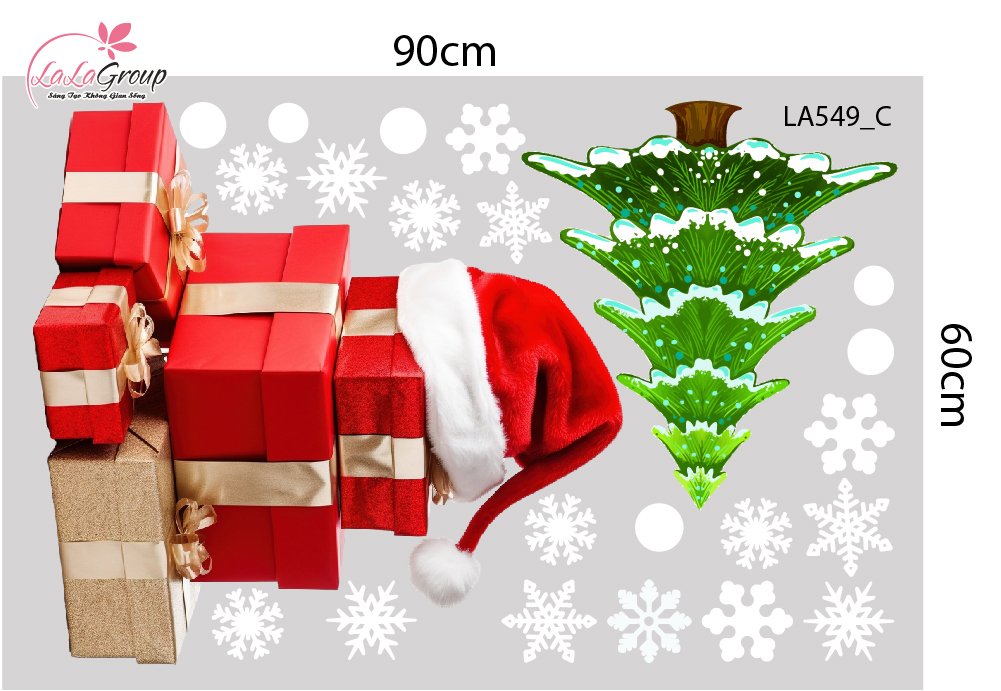 Combo Decal Trang Tr&iacute; Noel &Ocirc;ng Gi&agrave; Noel Người Tuyết V&agrave; Ng&ocirc;i Nh&agrave; Tuyết Xinh Xắn