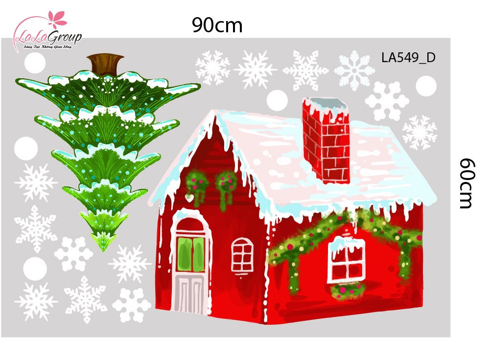 Combo Decal Trang Tr&iacute; Noel &Ocirc;ng Gi&agrave; Noel Người Tuyết V&agrave; Ng&ocirc;i Nh&agrave; Tuyết Xinh Xắn