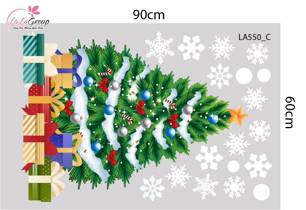 Combo Decal Trang Tr&iacute; Noel &Ocirc;ng Gi&agrave; Noel Cưỡi Tuần Lộc V&agrave; Người Tuyết Vui Nhộn
