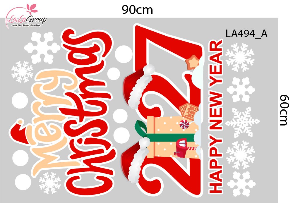 Combo Decal Trang Tr&iacute; Noel &Ocirc;ng Gi&agrave; Noel V&agrave; Những Phần Qu&agrave; Xinh Xắn