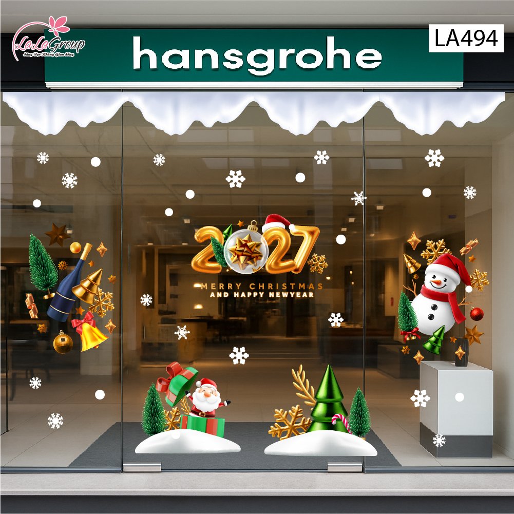 Combo Decal Trang Tr&iacute; Noel &Ocirc;ng Gi&agrave; Noel Vui Nhộn V&agrave; Người Tuyết Vui Đ&oacute;n Gi&aacute;ng Sinh