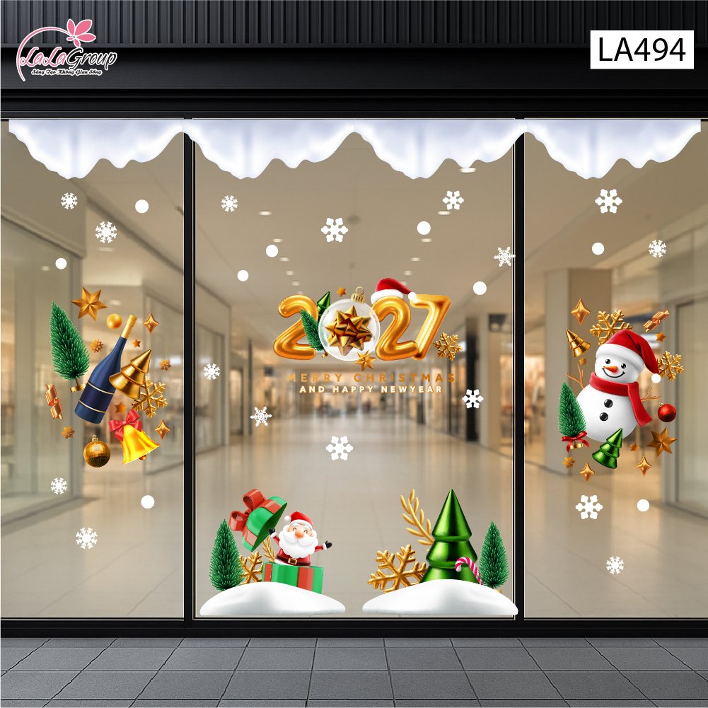 Combo Decal Trang Tr&iacute; Noel &Ocirc;ng Gi&agrave; Noel Vui Nhộn V&agrave; Người Tuyết Vui Đ&oacute;n Gi&aacute;ng Sinh