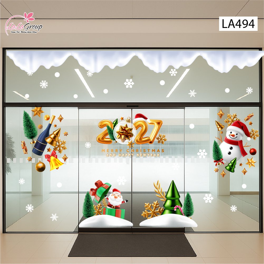 Combo Decal Trang Tr&iacute; Noel &Ocirc;ng Gi&agrave; Noel Vui Nhộn V&agrave; Người Tuyết Vui Đ&oacute;n Gi&aacute;ng Sinh