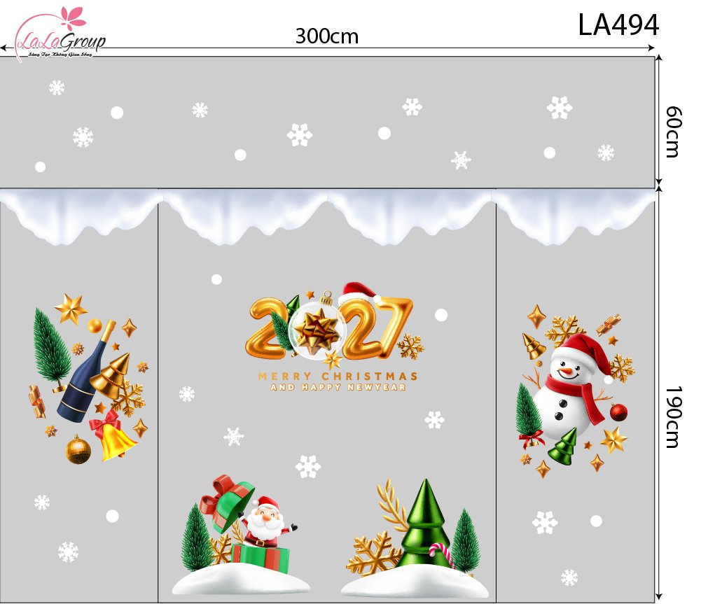 Combo Decal Trang Tr&iacute; Noel &Ocirc;ng Gi&agrave; Noel Vui Nhộn V&agrave; Người Tuyết Vui Đ&oacute;n Gi&aacute;ng Sinh