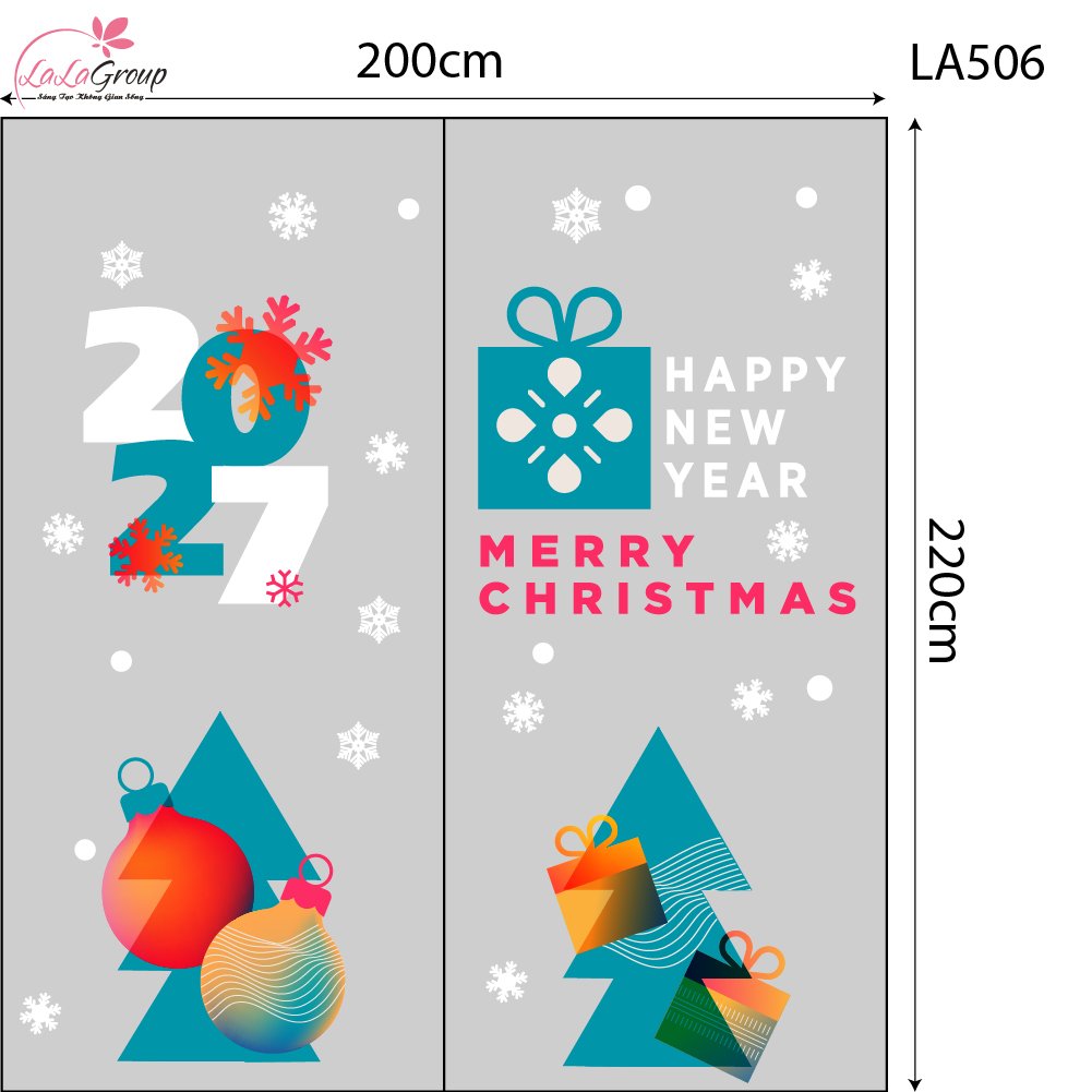 Combo Decal Trang Tr&iacute; Noel Những C&acirc;y Th&ocirc;ng V&agrave; Những Quả Ch&acirc;u Sắc M&agrave;u