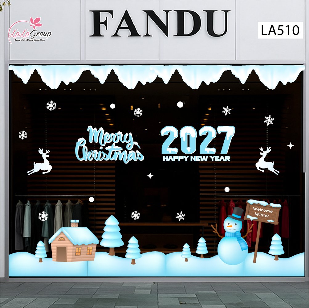 Combo Decal Trang Tr&iacute; Noel Người Tuyết V&agrave; Những Ng&ocirc;i Nh&agrave; Ấm &Aacute;p Ch&agrave;o Đ&oacute;n Gi&aacute;ng Sinh