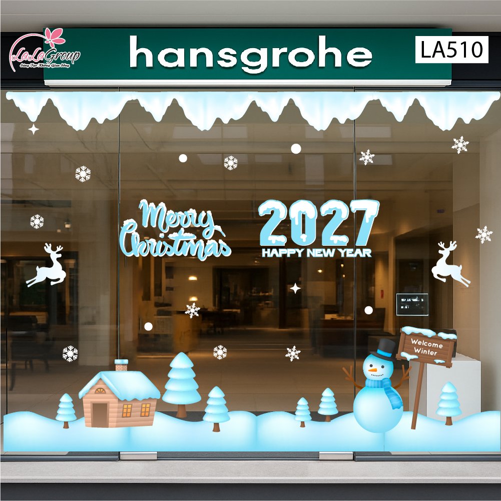 Combo Decal Trang Tr&iacute; Noel Người Tuyết V&agrave; Những Ng&ocirc;i Nh&agrave; Ấm &Aacute;p Ch&agrave;o Đ&oacute;n Gi&aacute;ng Sinh