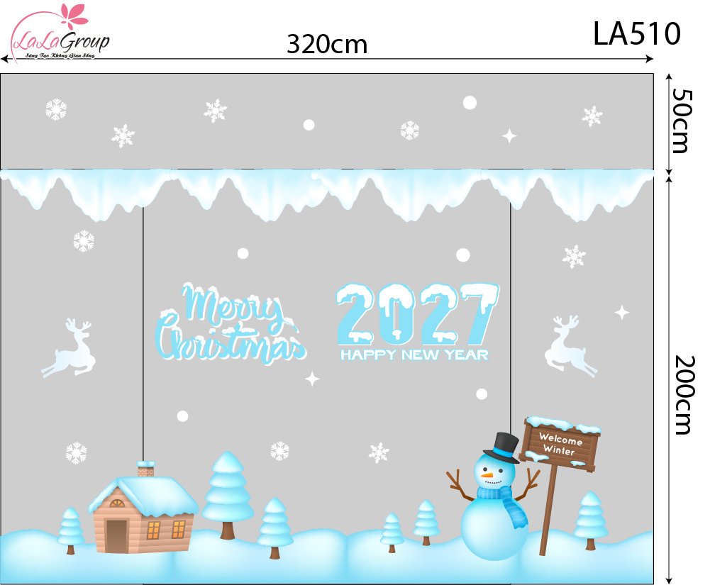 Combo Decal Trang Tr&iacute; Noel Người Tuyết V&agrave; Những Ng&ocirc;i Nh&agrave; Ấm &Aacute;p Ch&agrave;o Đ&oacute;n Gi&aacute;ng Sinh