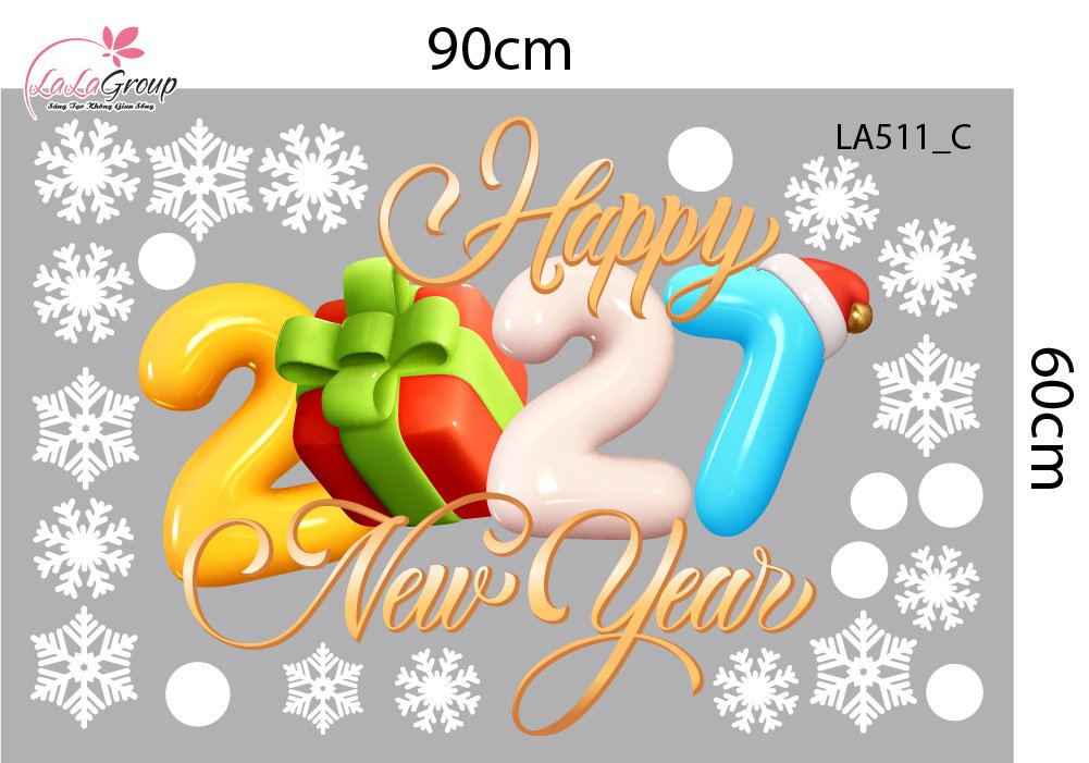 Combo Decal Trang Tr&iacute; Noel Người Tuyết V&agrave; Tuần Lộc C&ugrave;ng Những Phần Qu&agrave; Xinh Xắn