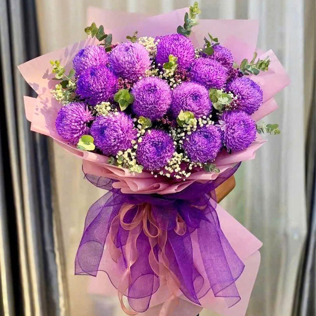 B&oacute; Hoa C&uacute;c Mẫu Đơn T&iacute;m Sang Trọng