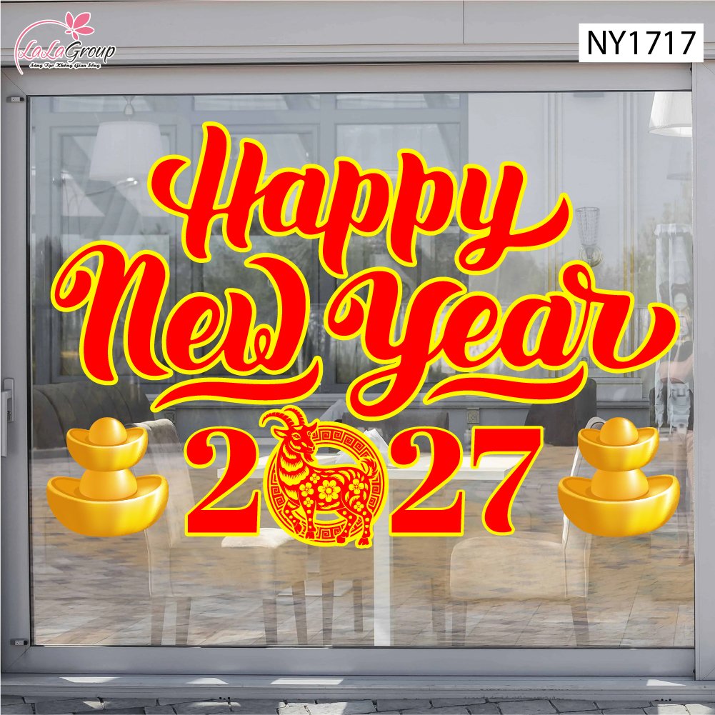 Decal Trang Tr&iacute; Tết Happy New Year 2027 T&agrave;i Lộc