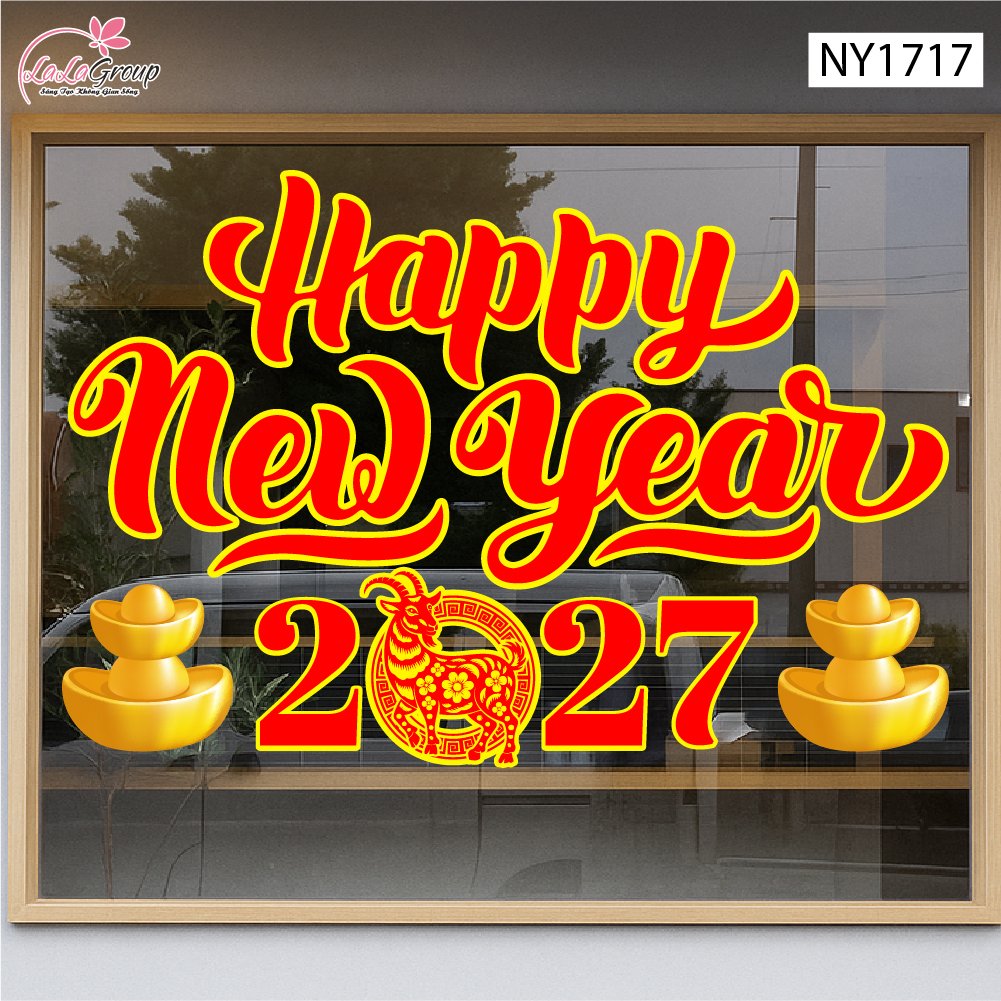 Decal Trang Tr&iacute; Tết Happy New Year 2027 T&agrave;i Lộc