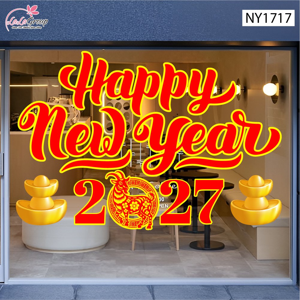 Decal Trang Tr&iacute; Tết Happy New Year 2027 T&agrave;i Lộc