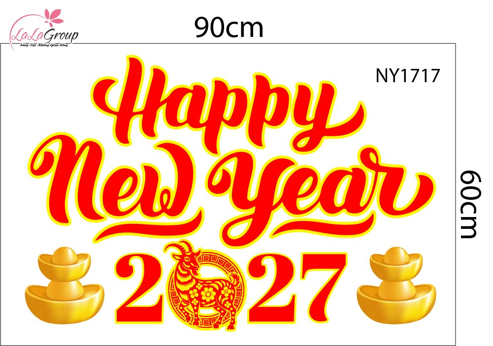 Decal Trang Tr&iacute; Tết Happy New Year 2027 T&agrave;i Lộc