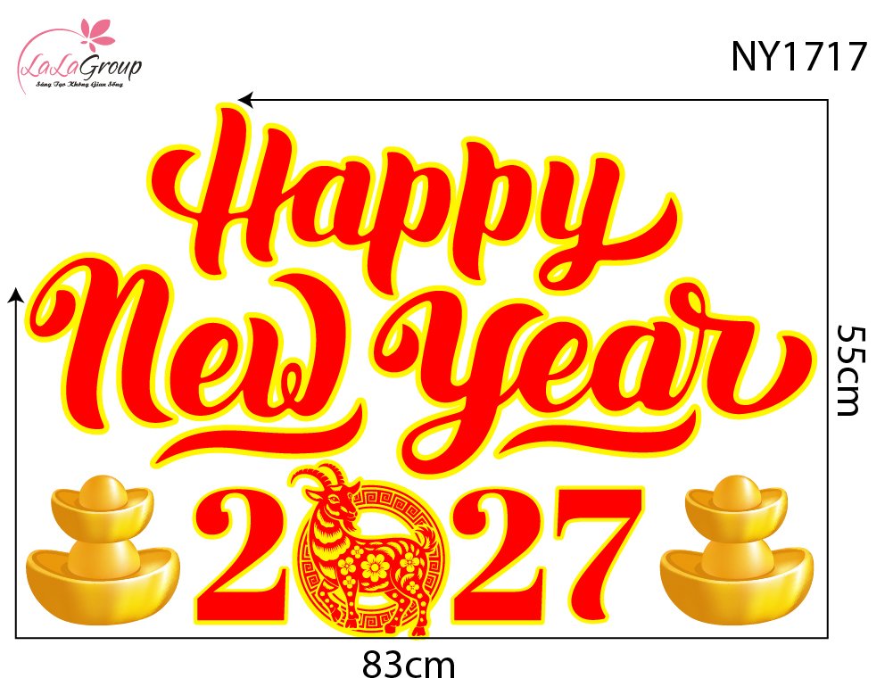 Decal Trang Tr&iacute; Tết Happy New Year 2027 T&agrave;i Lộc