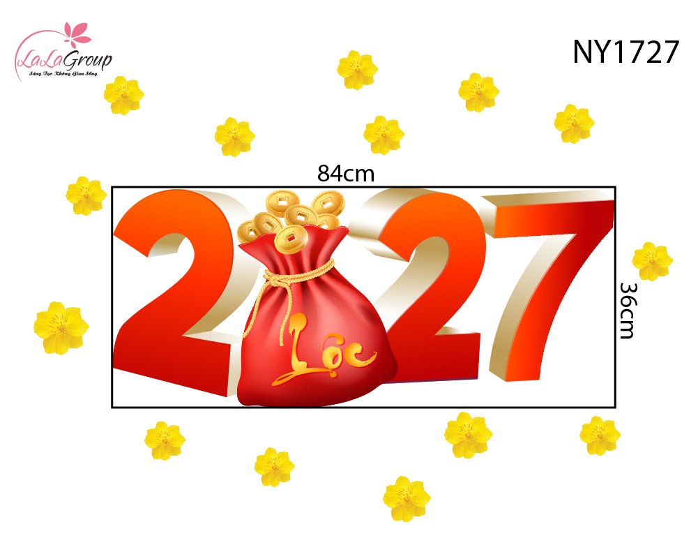 Decal Trang Tr&iacute; Tết Đinh M&ugrave;i T&agrave;i Lộc 2027