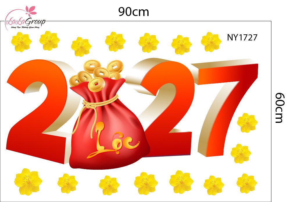 Decal Trang Tr&iacute; Tết Đinh M&ugrave;i T&agrave;i Lộc 2027
