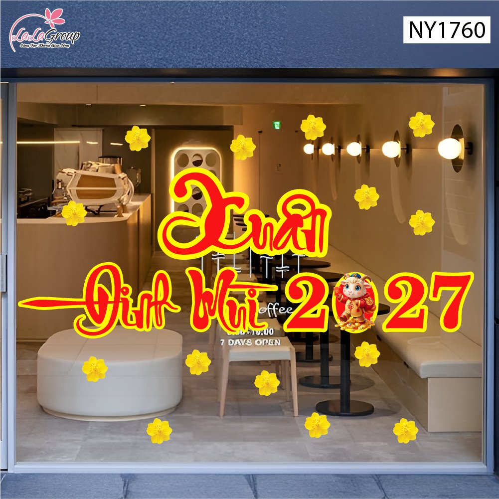Decal Trang Tr&iacute; Tết ch&agrave;o mừng xu&acirc;n Đinh M&ugrave;i 2027