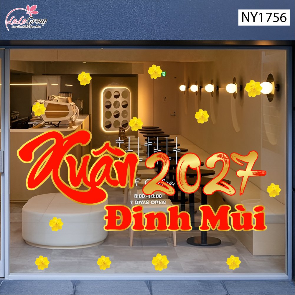 Decal Trang Tr&iacute; Tết Xu&acirc;n ĐInh M&ugrave;i 2027 Vạn Điều Như &Yacute;
