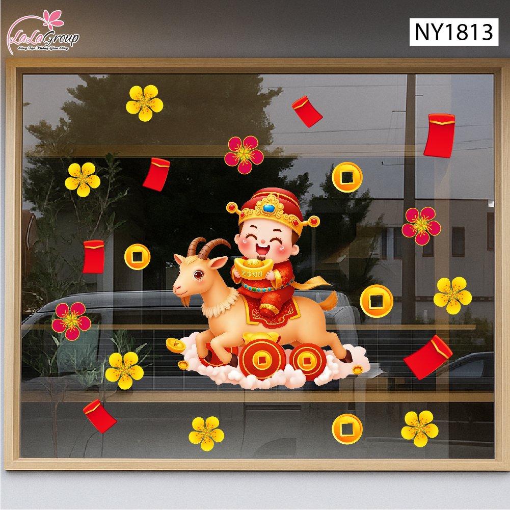 Decal Trang Tr&iacute; Tết Thần T&agrave;i Chi&ecirc;u T&agrave;i Đ&oacute;n Lộc