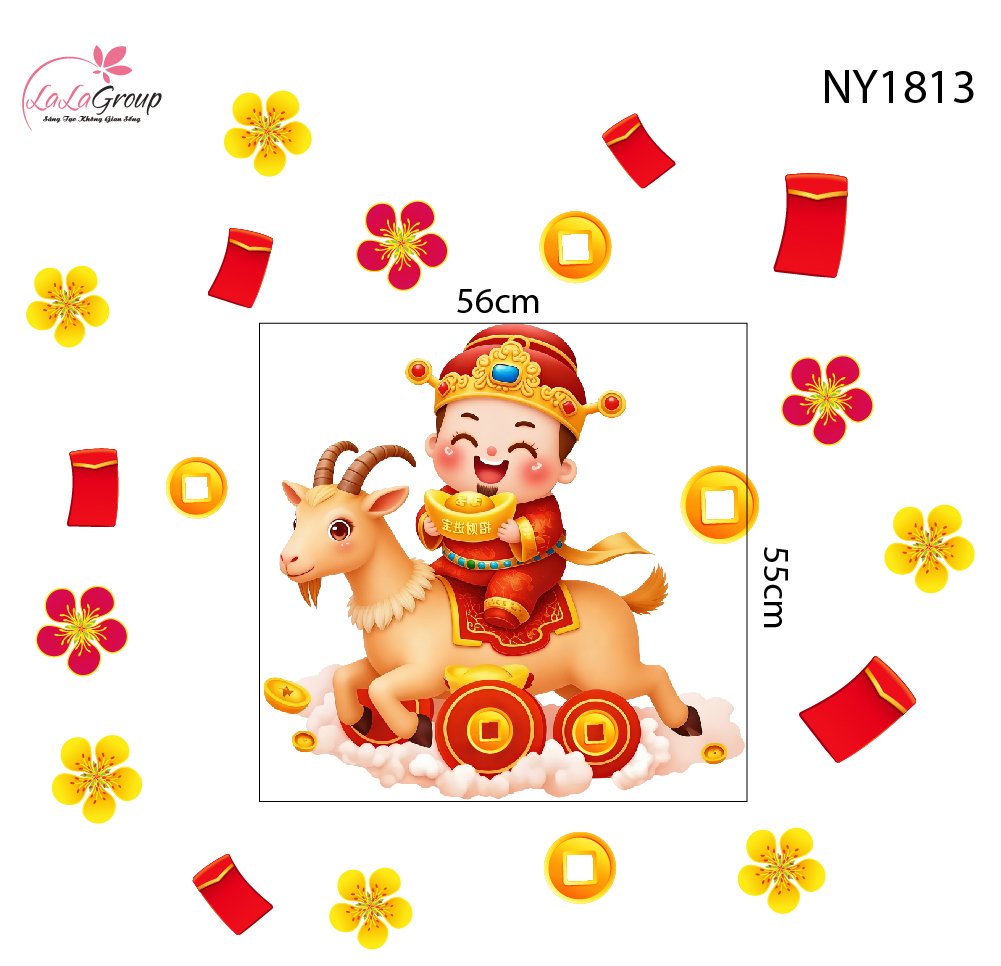 Decal Trang Tr&iacute; Tết Thần T&agrave;i Chi&ecirc;u T&agrave;i Đ&oacute;n Lộc