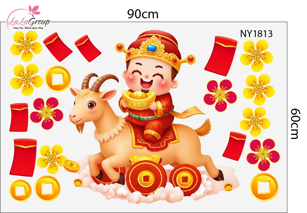 Decal Trang Tr&iacute; Tết Thần T&agrave;i Chi&ecirc;u T&agrave;i Đ&oacute;n Lộc