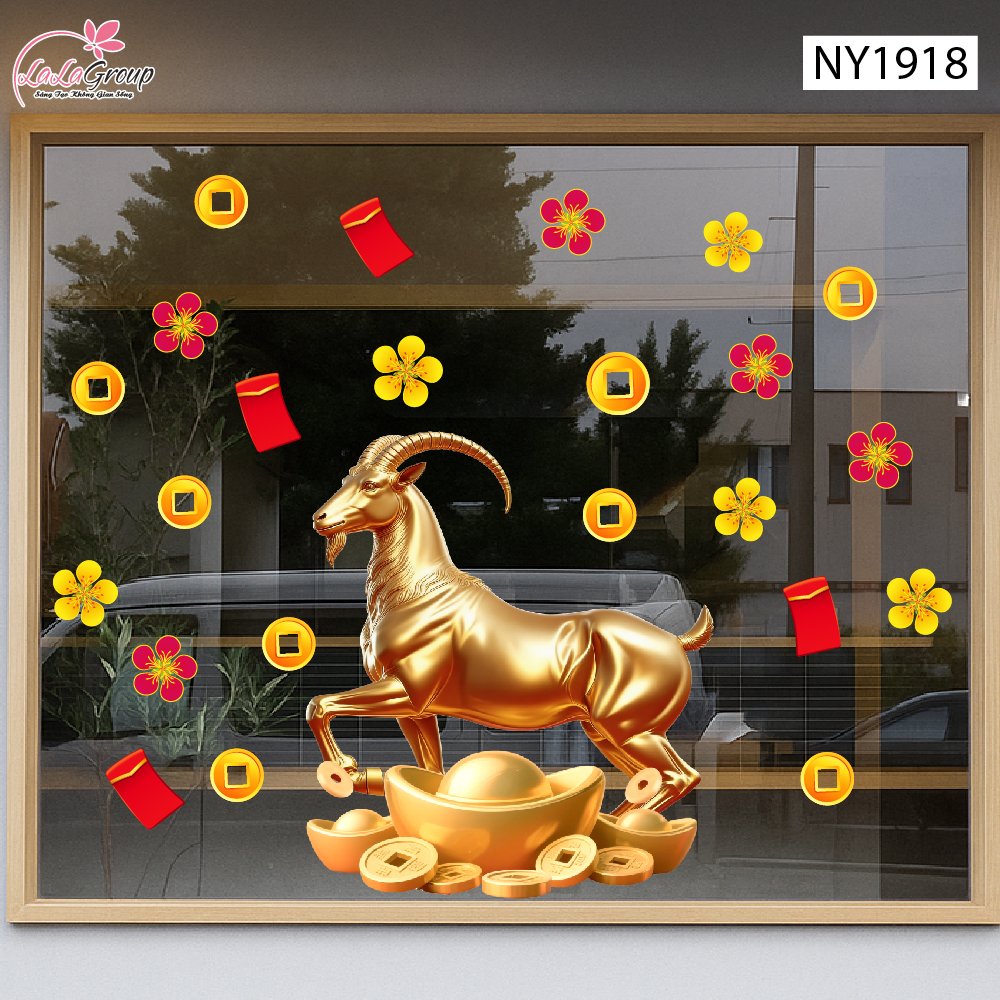 Decal Trang Tr&iacute; Tết D&ecirc; V&agrave;ng Đ&oacute;n Tết Đinh M&ugrave;i Ph&uacute; Qu&yacute;