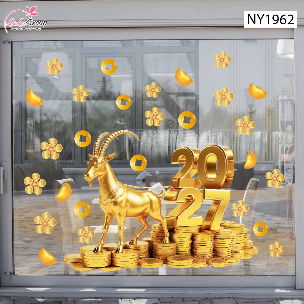 Decal Trang Tr&iacute; Tết ĐInh M&ugrave;i T&agrave;i Lộc Ph&uacute; Qu&yacute;