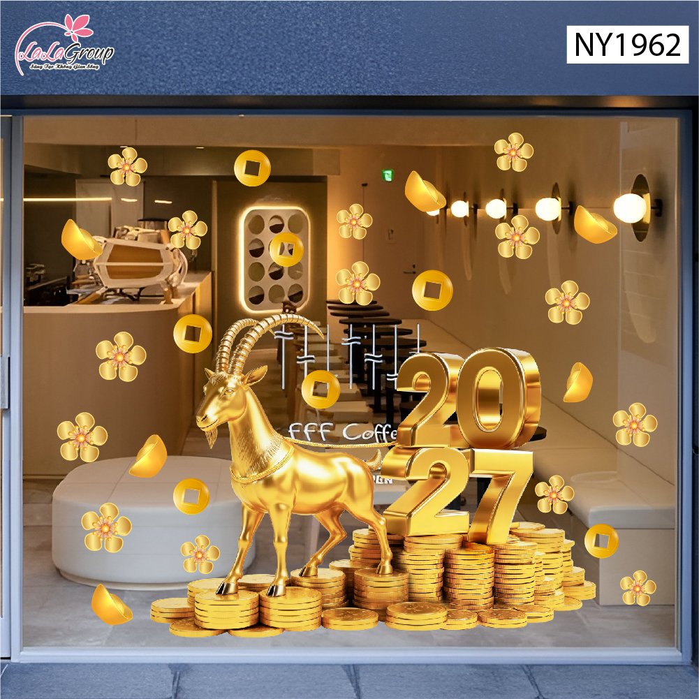 Decal Trang Tr&iacute; Tết ĐInh M&ugrave;i T&agrave;i Lộc Ph&uacute; Qu&yacute;