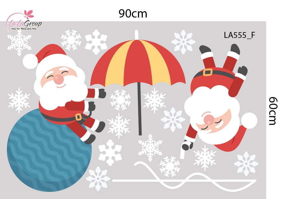 Combo Decal Trang Trí Noel Ông Già Noel Cưỡi Tuần Lộc Và Người Tuyết Trắng