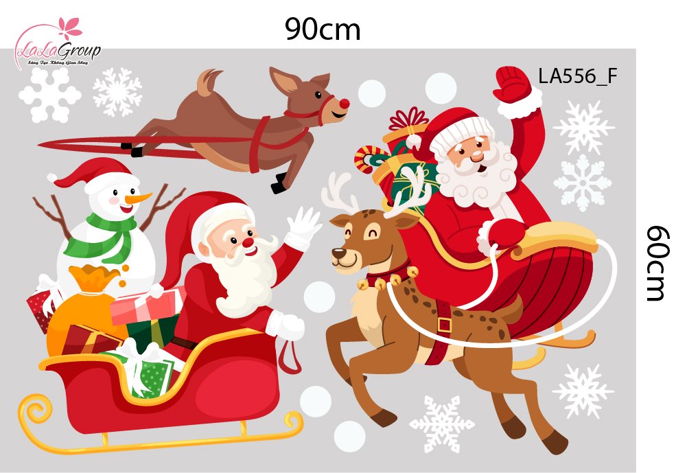 Combo Decal Trang Tr&iacute;  Noel Ng&ocirc;i L&agrave;ng Tuyết V&agrave; &Ocirc;ng Gi&agrave; Noel