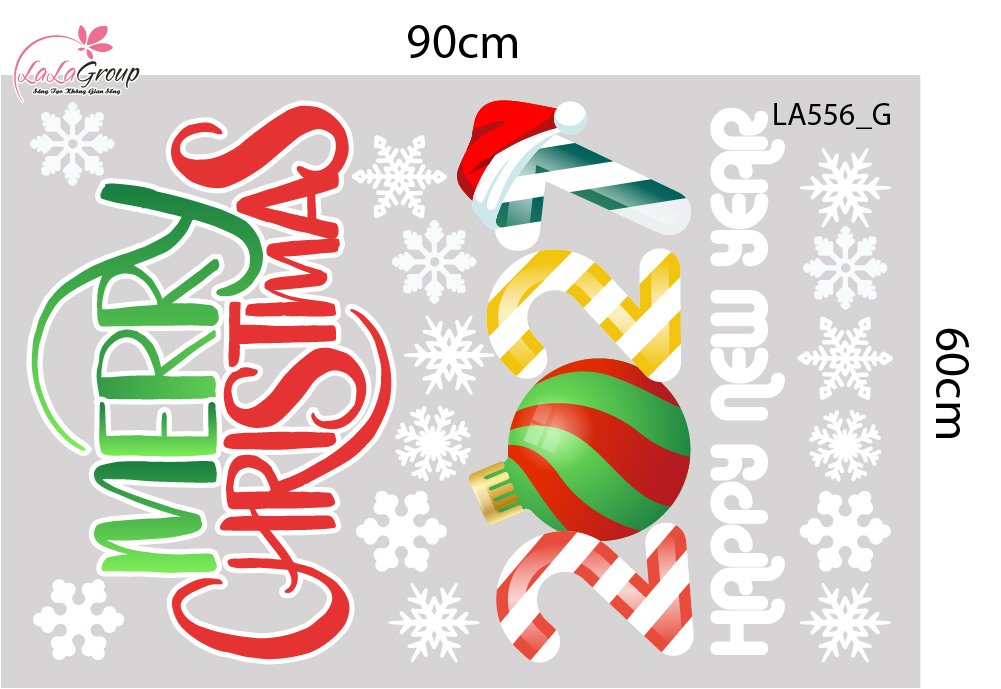 Combo Decal Trang Tr&iacute;  Noel Ng&ocirc;i L&agrave;ng Tuyết V&agrave; &Ocirc;ng Gi&agrave; Noel