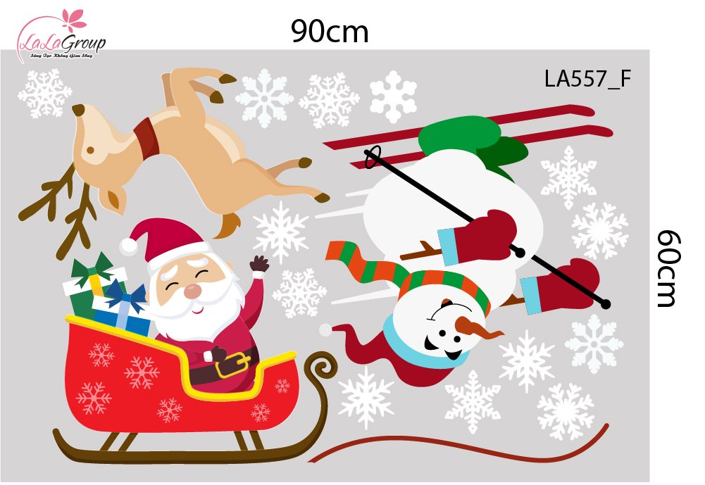 Combo Decal Trang Tr&iacute; Noel &Ocirc;ng Gi&agrave; Noel V&agrave; Những Phần Qu&agrave; Lung Linh