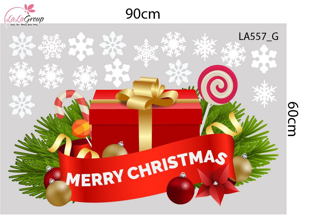 Combo Decal Trang Tr&iacute; Noel &Ocirc;ng Gi&agrave; Noel V&agrave; Những Phần Qu&agrave; Lung Linh