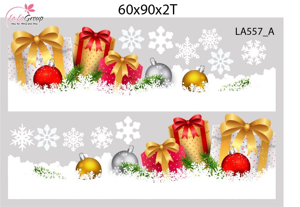 Combo Decal Trang Tr&iacute; Noel &Ocirc;ng Gi&agrave; Noel V&agrave; Những Phần Qu&agrave; Lung Linh