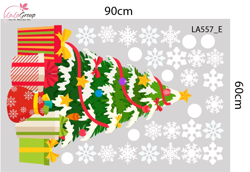 Combo Decal Trang Tr&iacute; Noel &Ocirc;ng Gi&agrave; Noel V&agrave; Những Phần Qu&agrave; Lung Linh