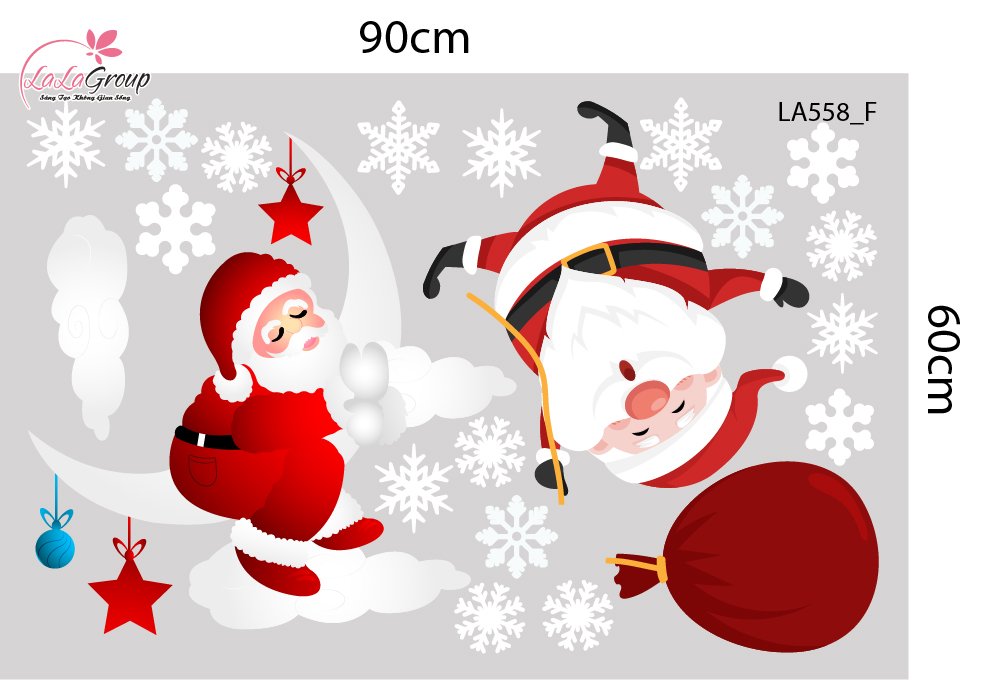 Combo Decal Trang Tr&iacute; Noel Người Tuyết V&agrave; Tuần Lộc Dễ Thương
