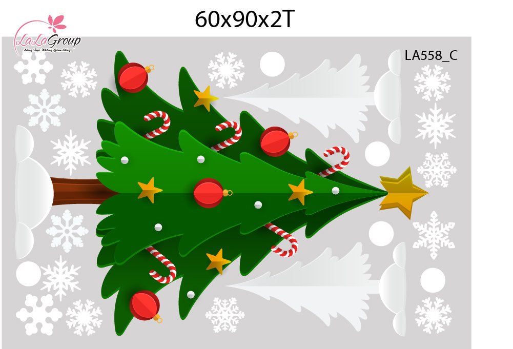 Combo Decal Trang Tr&iacute; Noel Người Tuyết V&agrave; Tuần Lộc Dễ Thương