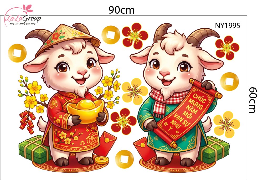 Decal Trang Tr&iacute; Tết Hello 2027 Song M&ugrave;i Ph&uacute;c Lộc An Khang