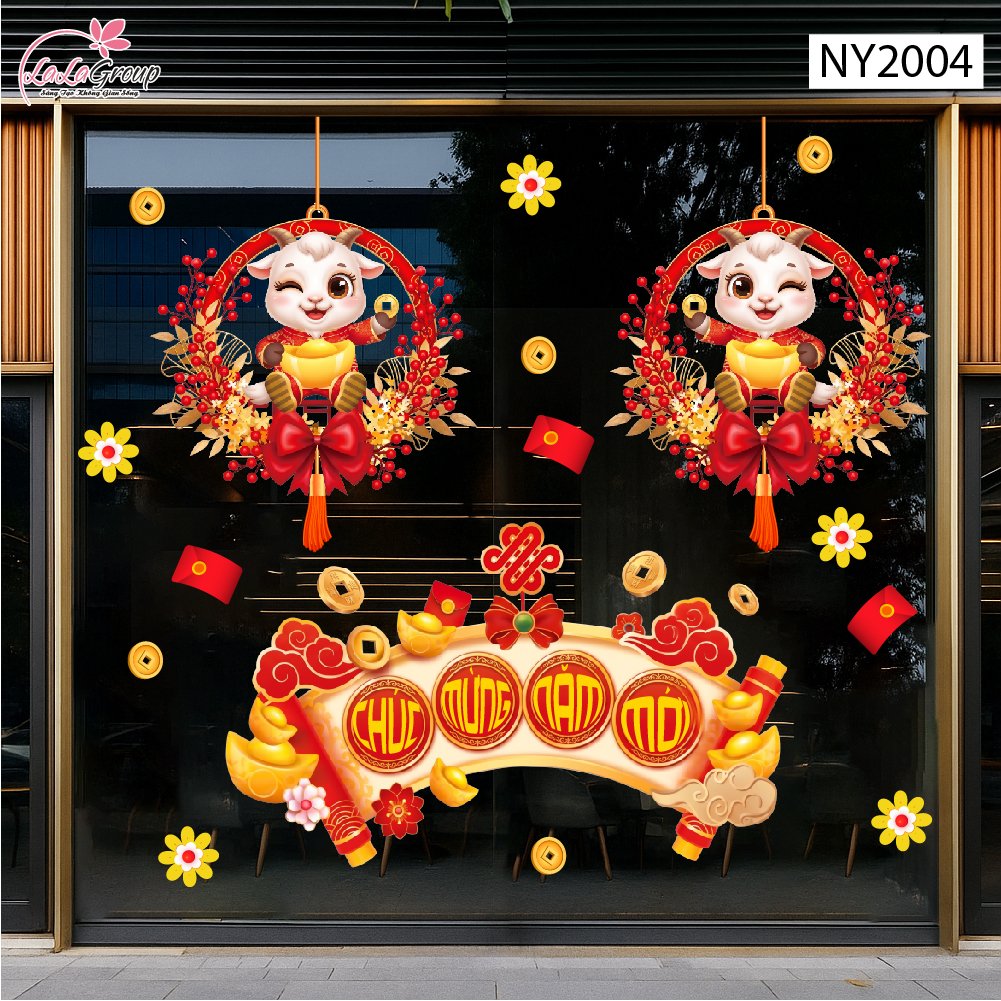 Combo Decal Trang Tr&iacute; Tết Ch&uacute;c Mừng Năm Mới Ph&uacute;c Lộc C&aacute;t Tường