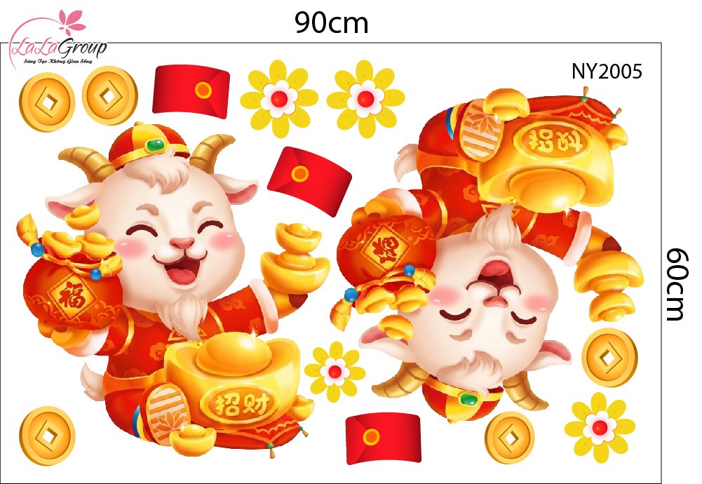 Combo Decal Trang Tr&iacute; Tết Xu&acirc;n C&aacute;t Tường 2027