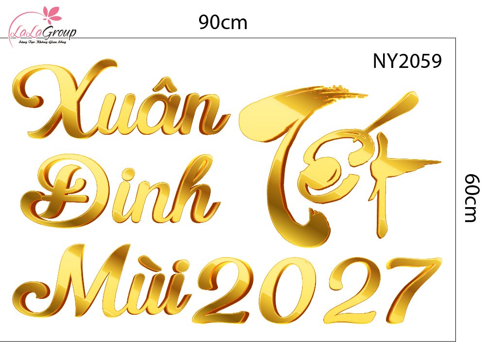 Decal Trang Tr&iacute; Tết Bộ Chữ Đ&oacute;n Xu&acirc;n Đinh M&ugrave;i Ph&uacute; Qu&yacute;