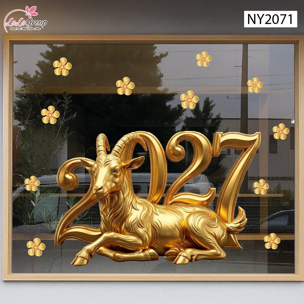Decal Trang Tr&iacute; Tết D&ecirc; V&agrave;ng Ph&uacute; Qu&yacute; Đ&oacute;n Năm 2027