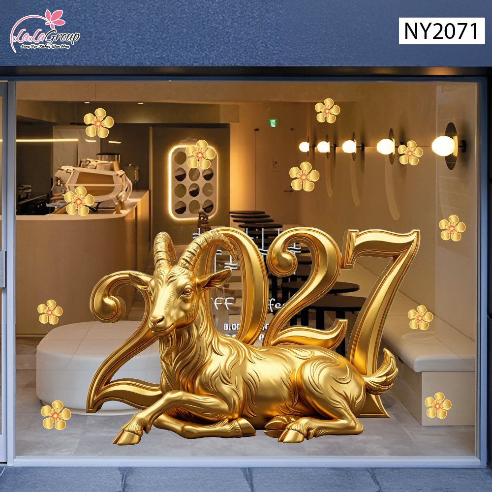 Decal Trang Tr&iacute; Tết D&ecirc; V&agrave;ng Ph&uacute; Qu&yacute; Đ&oacute;n Năm 2027