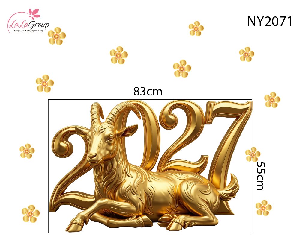 Decal Trang Tr&iacute; Tết D&ecirc; V&agrave;ng Ph&uacute; Qu&yacute; Đ&oacute;n Năm 2027