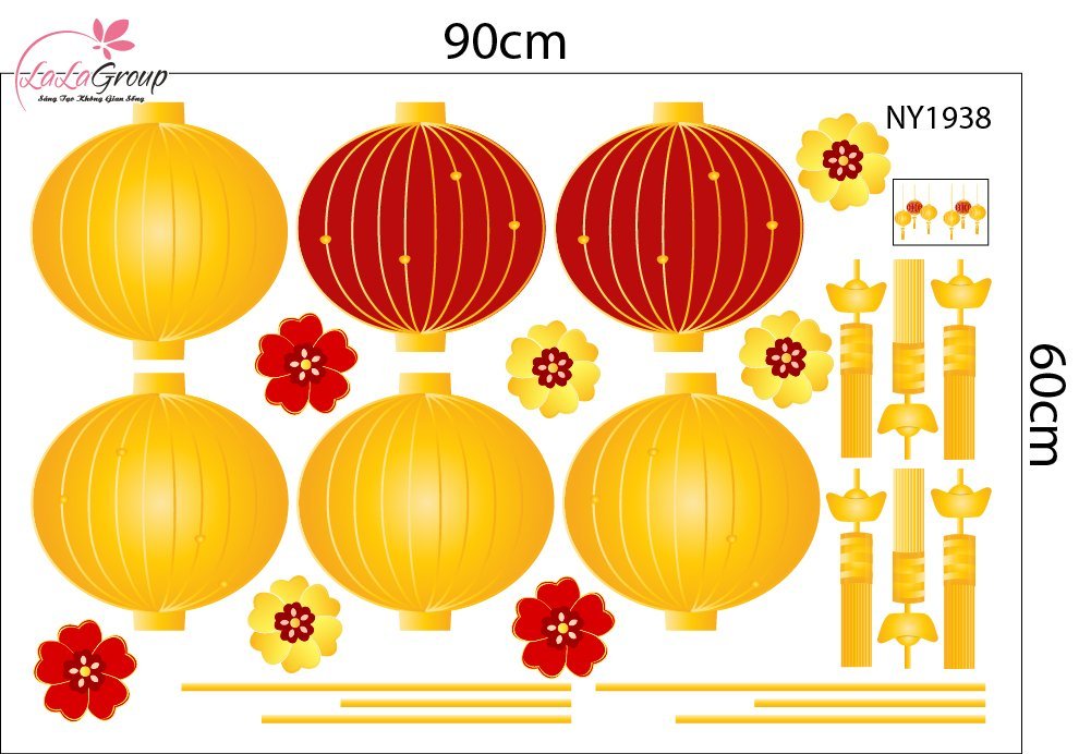 Decal Trang Tr&iacute; Tết 2027 Kim M&ugrave;i Ch&uacute;c Mừng Năm Mới T&agrave;i Lộc Sung T&uacute;c