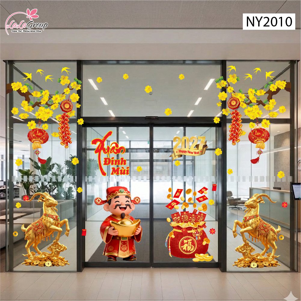 Combo Decal Trang Tr&iacute; Tết 2027 Xu&acirc;n Đinh M&ugrave;i Ph&uacute;c Lộc C&aacute;t Tường